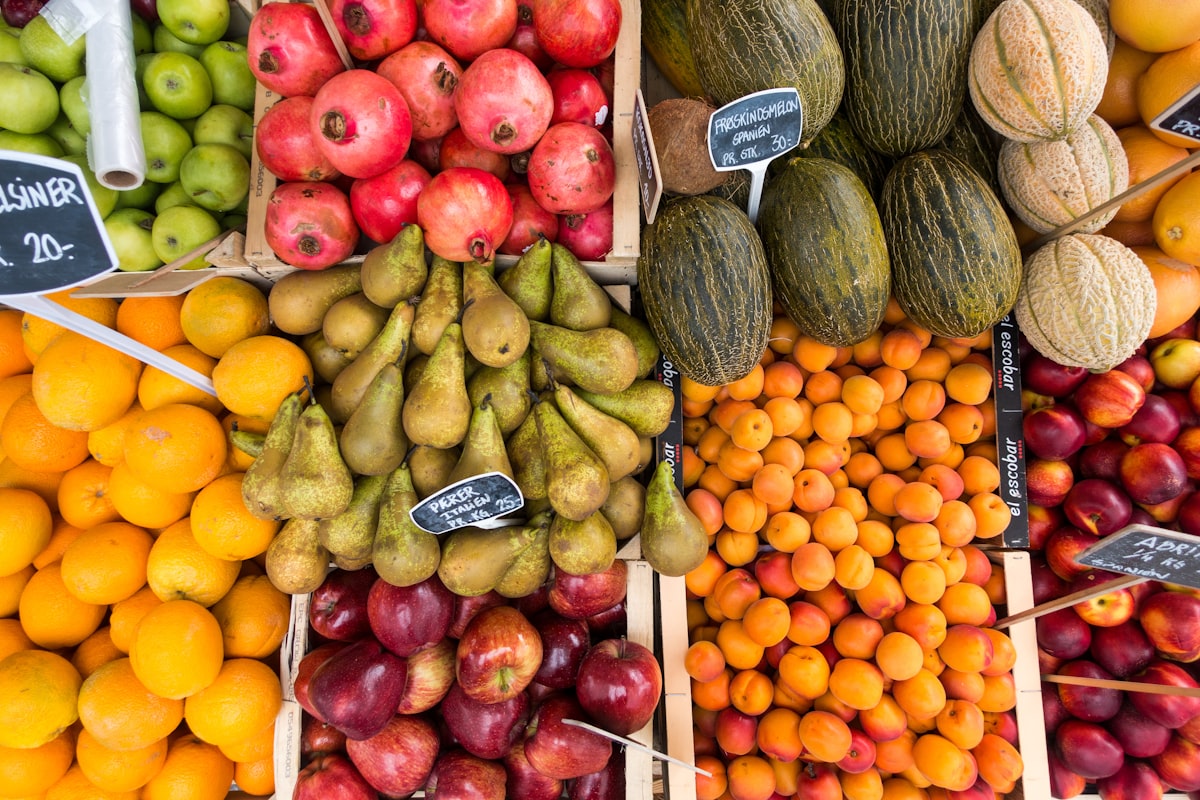 Local farmers market with fresh seasonal produce